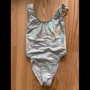 American Apparel Silver Metallic Bodysuit Size M